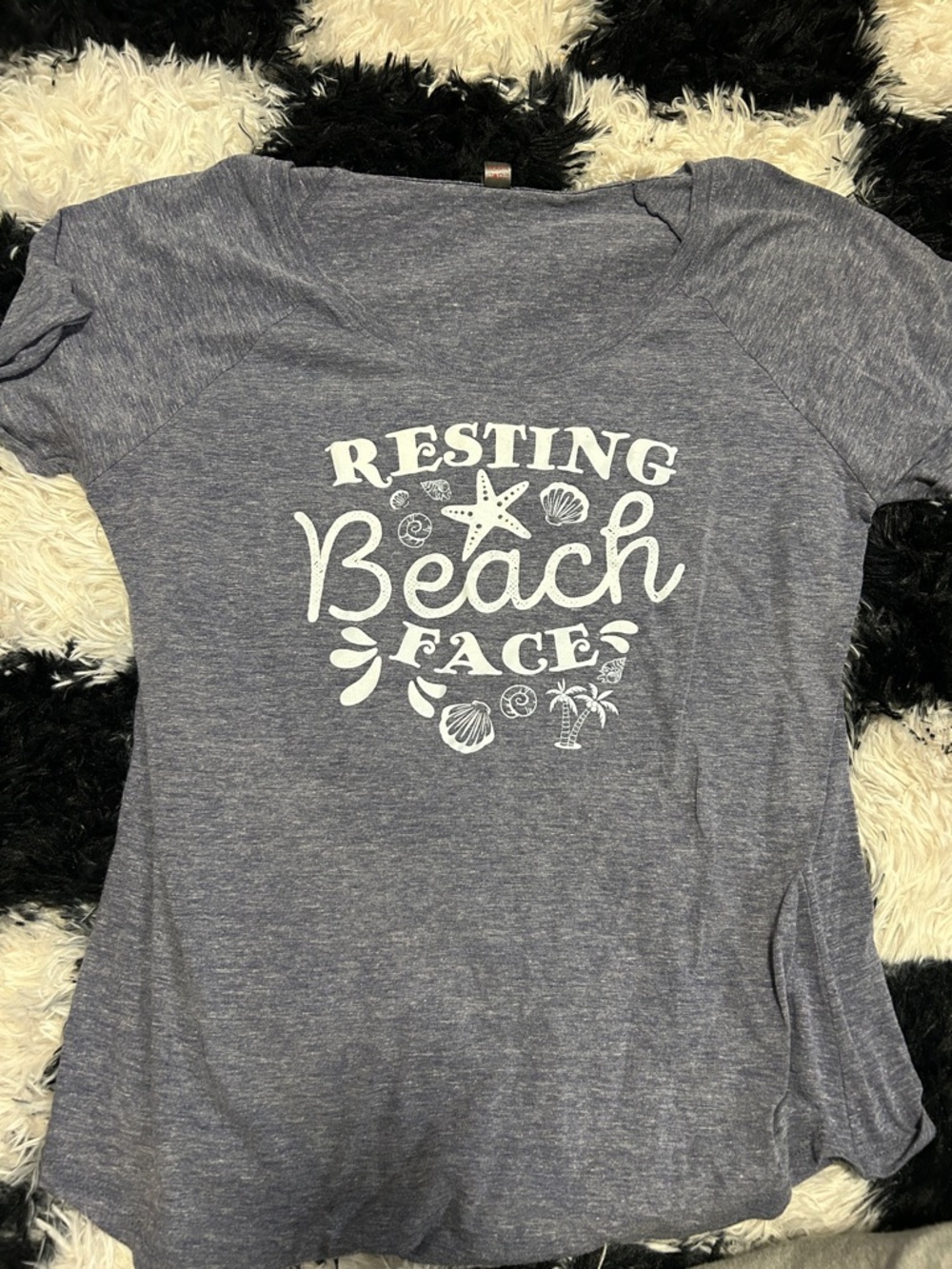 Women's 'Resting Beach Face' Short Sleeve Tee - Heather Gray